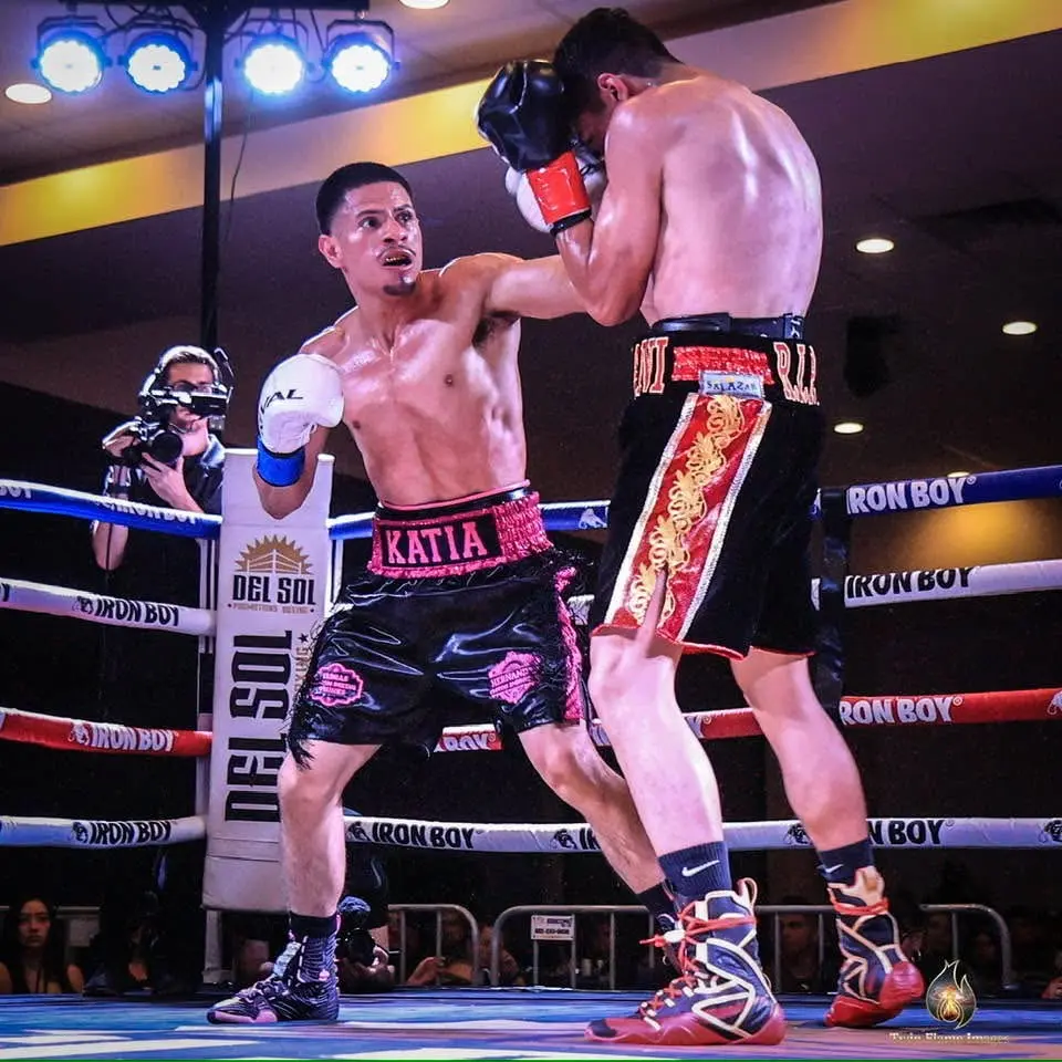 Miguel Ceballos pressing forward in the ring