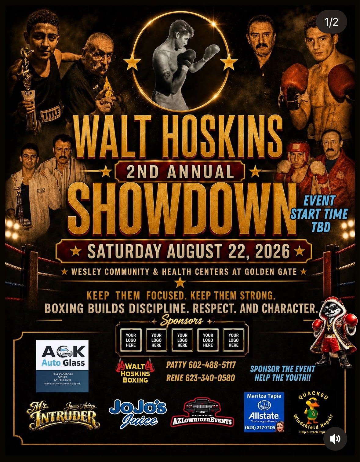 Poster for the second annual Walt Hoskins Showdown on August 22, 2026