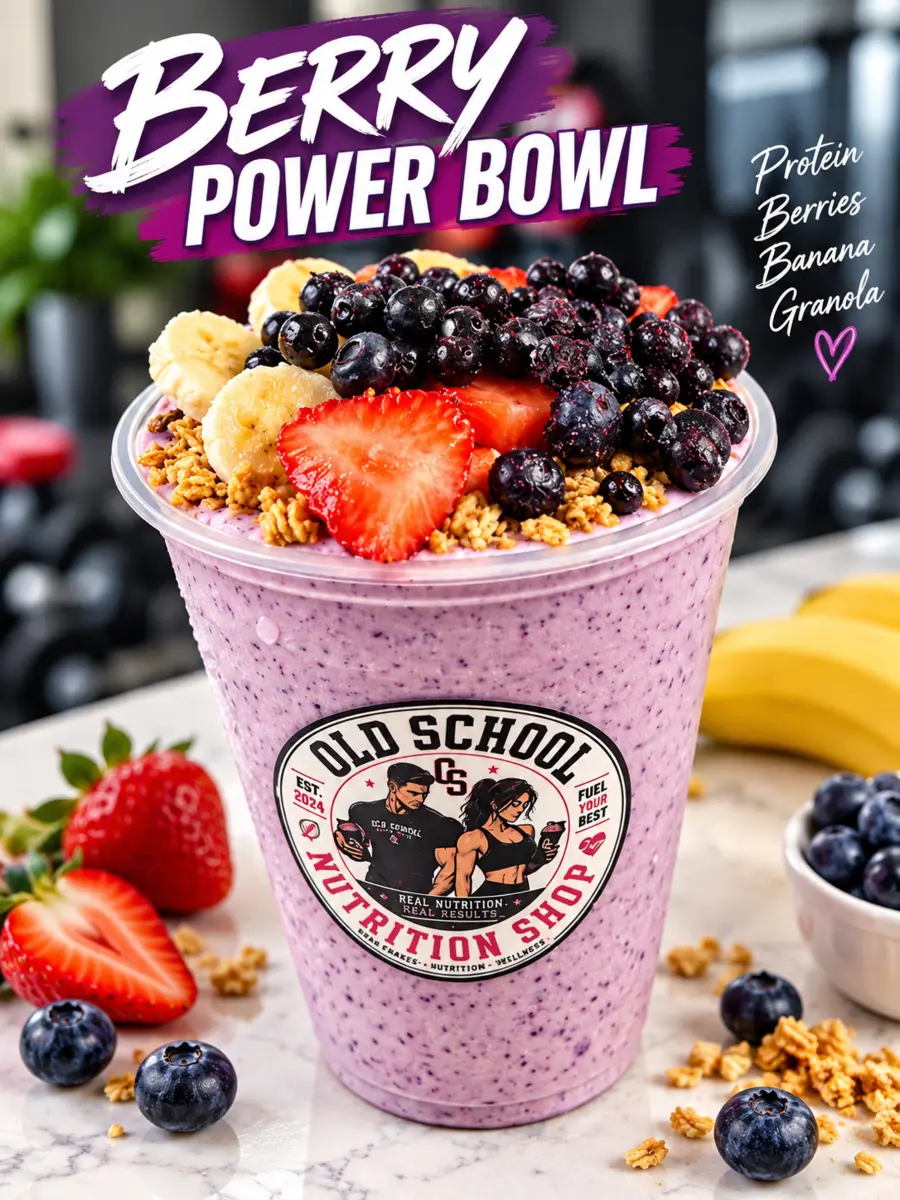 Wild berry protein bowl at Old School Nutrition Shop