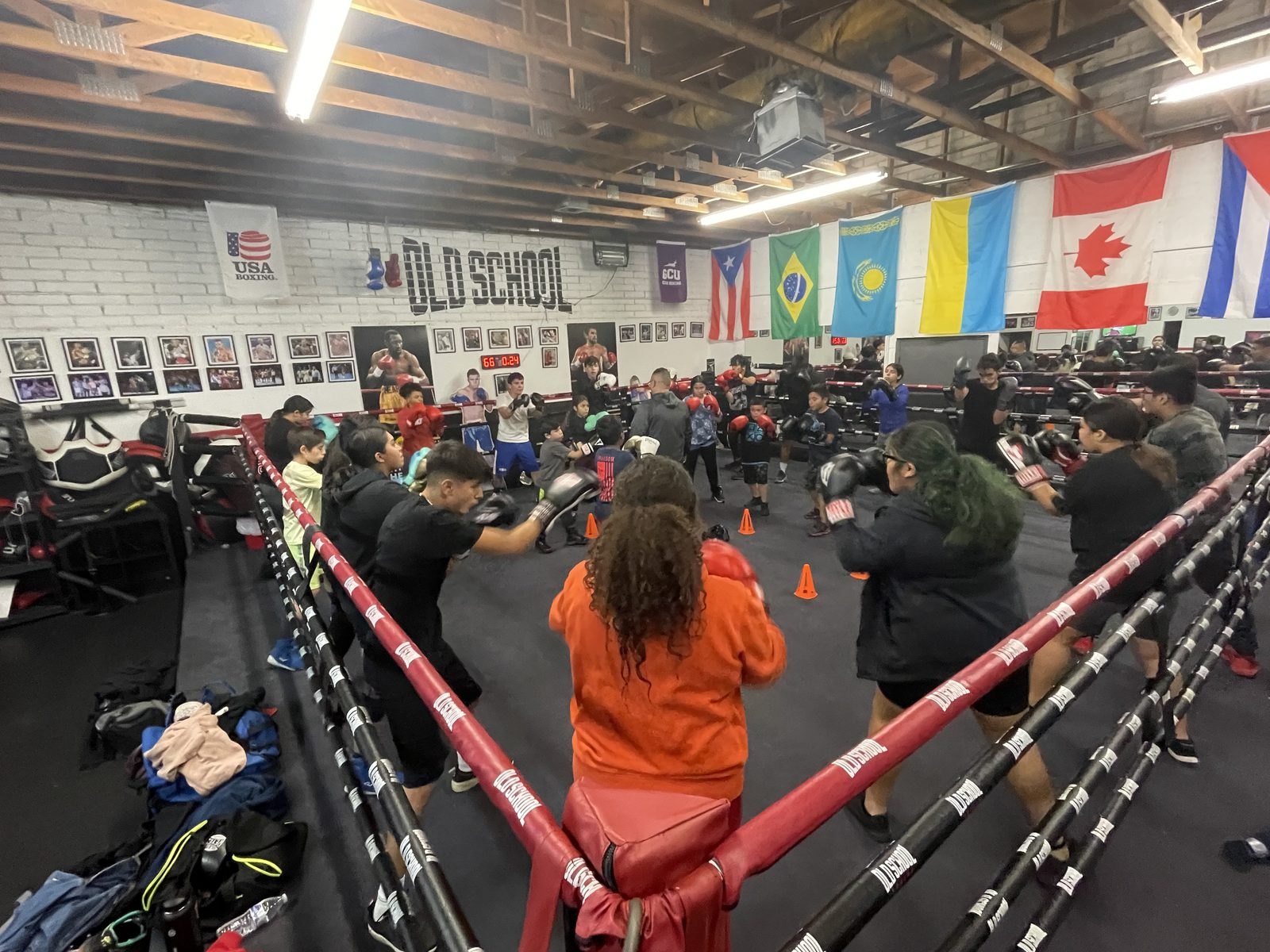 Collegiate boxing event ring