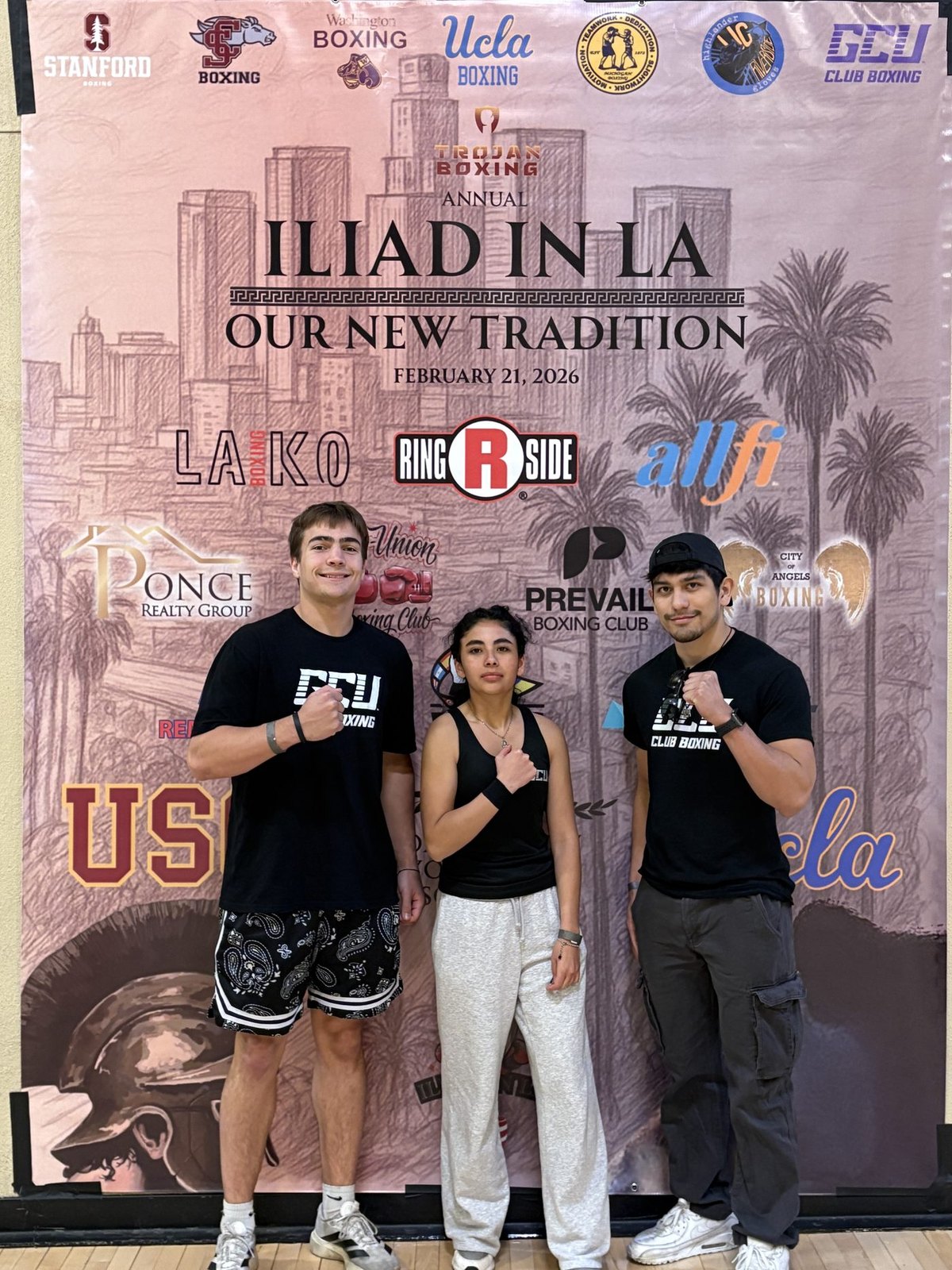 GCU Club Boxing athletes at a collegiate boxing event